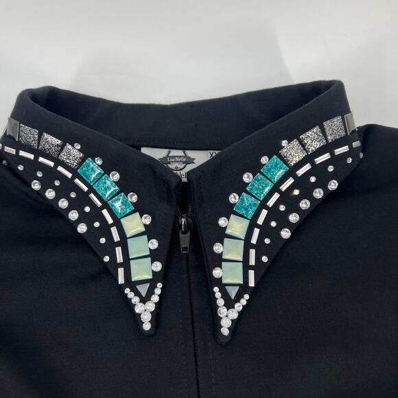 Lisa Nelle Western Show Jacket Womens XXL Black Embellished Zip Equestrian Horse - Picture 11 of 11